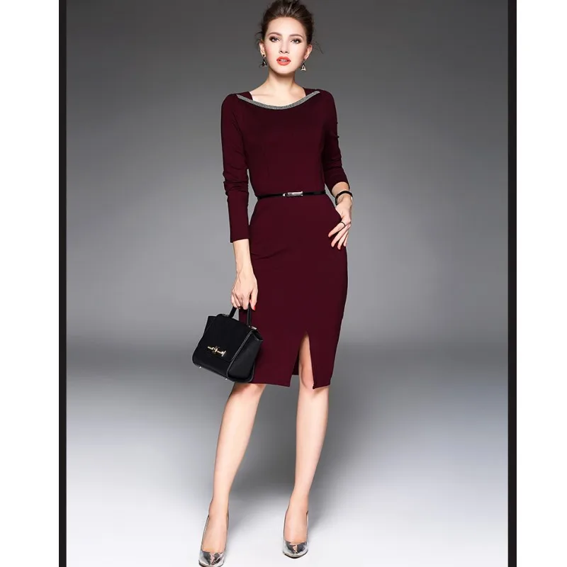 Zmvkgsoa Women Autumn Winter Elegant Patchwork Slim Casual Work