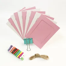 EACH PARTY 10Pcs pink blue Paper Frame with Clips and 2M Rope 6 Inch Wall Photo Frame DIY Hanging Picture Album Home Decorations