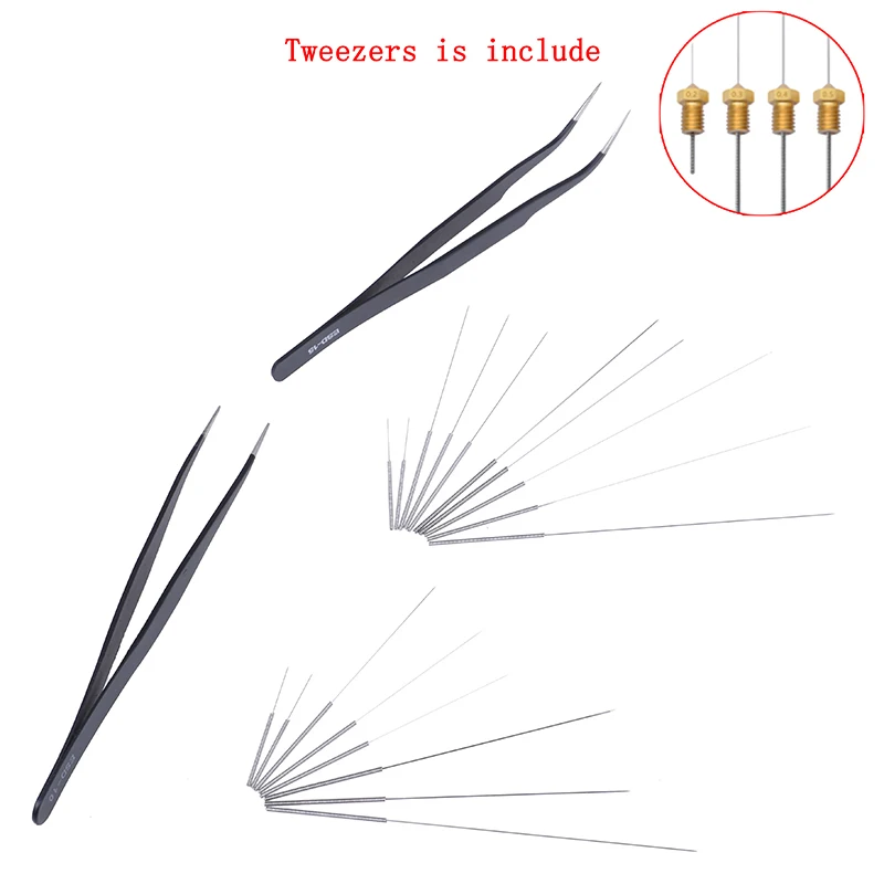 1set 3D Printer Accessories Nozzle Cleaning Drill Bit Tweezer Drill Cleaner Stainless Steel Needle Super Toughness Artifact
