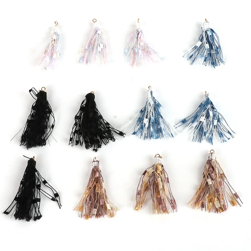 

45MM Fresh Color Fashion Plated Gold Line Tassel Charm For DIY Earring Necklace Bracelet Jewelry Making Findings