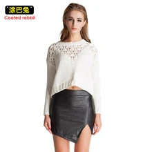 CR искусственная кожа короткая юбка женская облегающая черная Сексуальная мини-юбка Уличная Высокая талия облегающая Асимметричная юбка