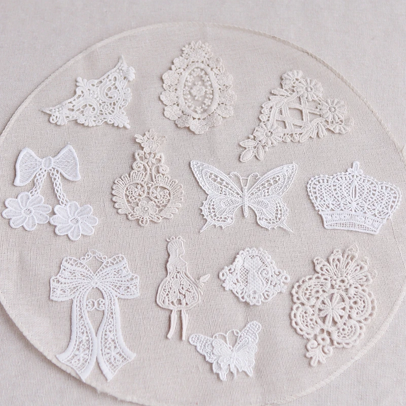 

Lace Applique 5Pcs/Lot Garment Sewing Patch White Embroidered Lace Applique Fabric Lace Fabric Sewing Trims 19525