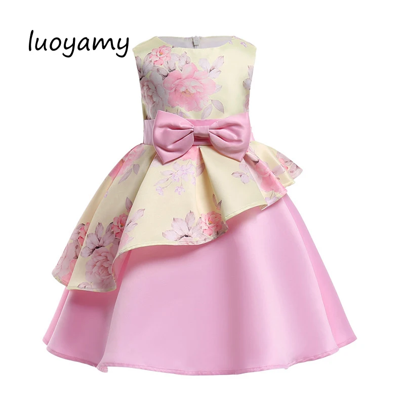 

luoyamy Toddler Flower Girl Dresses Party Print Child Princess Dress Girls Pageant Wedding Dress for Girls Clothes 2018