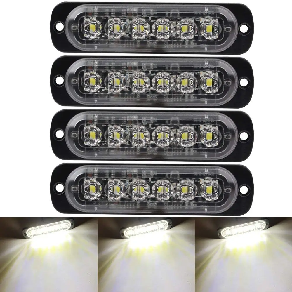 

Car flashing Caution White Emergency Strobe Lights Recovery flashing Car 6 LED Lighting Bar Ultra Thin led car light for cars