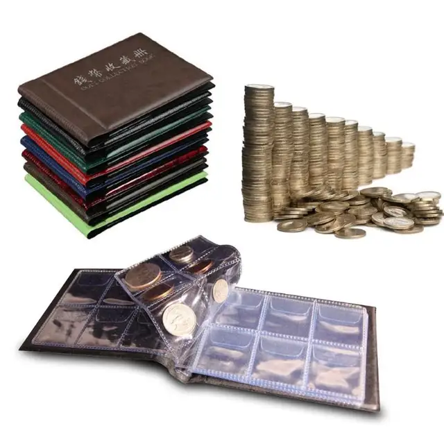 Acheter 60 pochettes porte-monnaie Albums collecte d'argent organisateur  pour pièces commémoratives Badges jetons Album timbre Album pièce  Collection livre