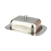 UPORS – boîte à beurre en acier inoxydable, avec couvercle facile à tenir, plateau de service pour gâteau, Dessert, pain, Buffet, récipient pour aliments, plat à beurre élégant
