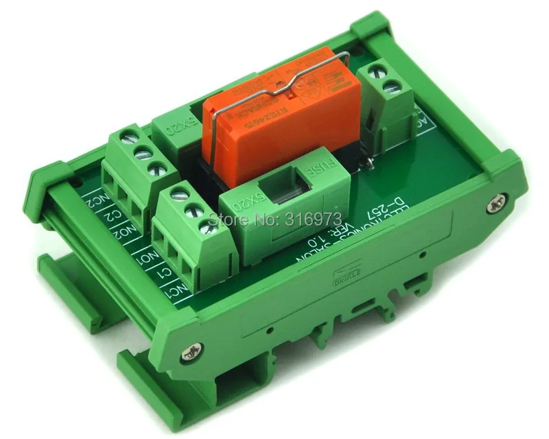 

Electronics-Salon DIN Rail Mount 115VAC Control DPDT 8Amp Power Relay Fused Interface Module Board, RTE24615 AC115V.