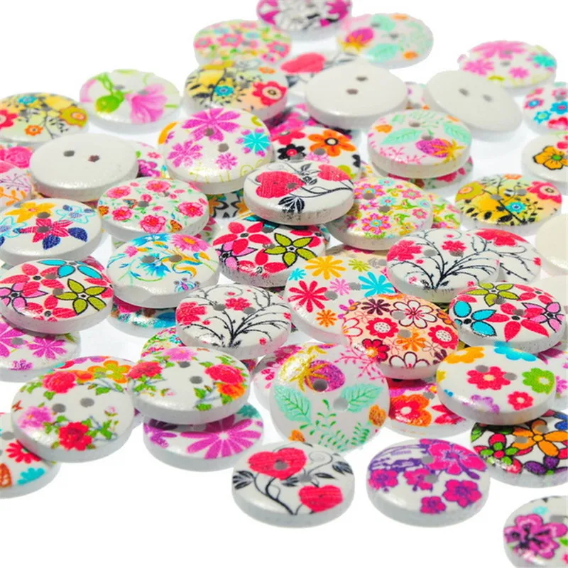 Buy 100pcs/lot Wooden Circular Button Painting Buttons