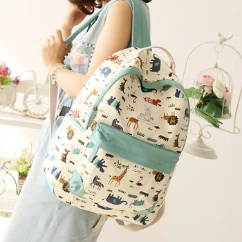 

2018 New Fashion Animal Prints Backpacks Canvas Women Backpack School Bag for Teenagers Ladies Girl Back Pack Bagpack Mochila