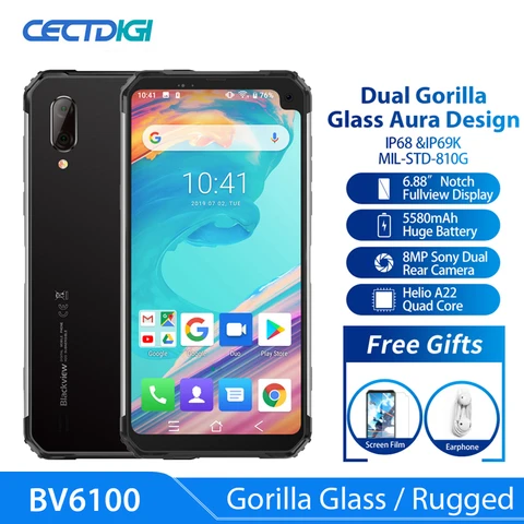 Blackview BV6100 3GB 16GB Android 9 0 5580mAh 6 88  Gorilla Screen Rugged Smartphone IP68 Waterproof Cellphone NFC Mobile Phone