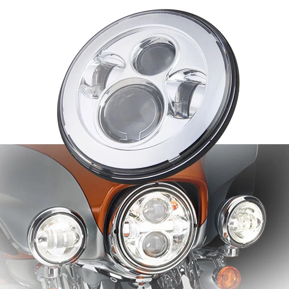 7 Inch Motorcycle Projector Daymaker 4 LED Light Bulb Headlight For Harley