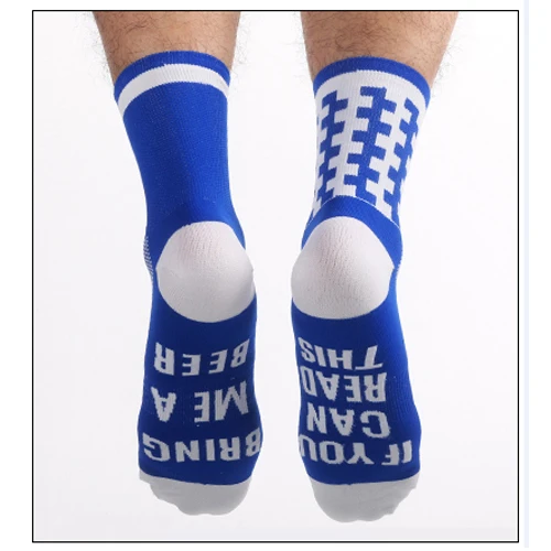 Смешные спортивные носки с буквенным принтом, если вы можете прочитать это принести мне пиво велосипедные носки женские мужские стильные беговые Компрессионные носки - Цвет: Dark Blue
