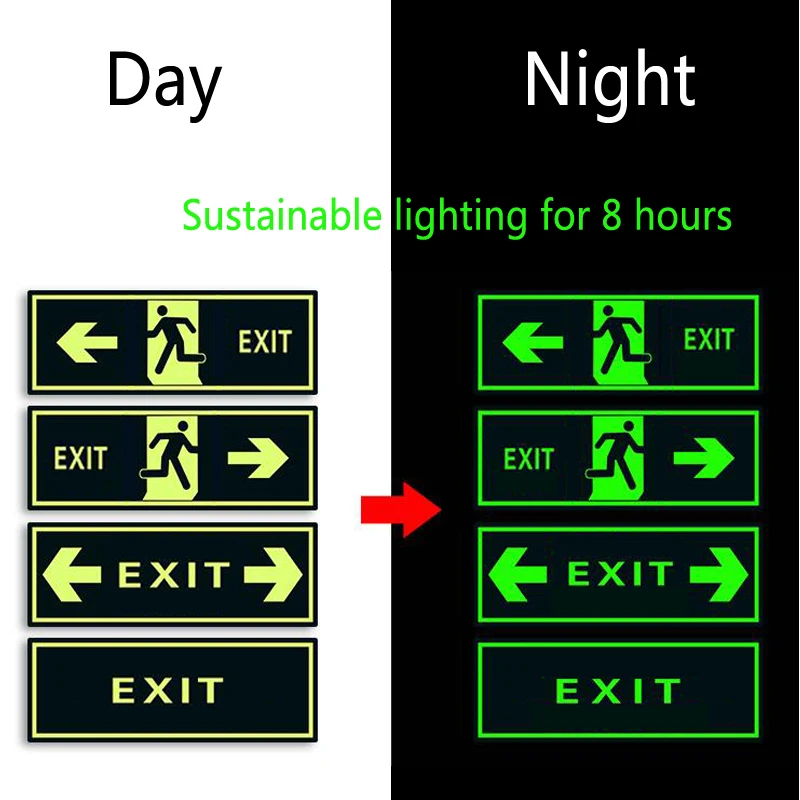10 pieces Luminous Tape Self-adhesive Glow In Dark Sticker For Exit Sign Walls Safety Stage Night Vision Home Decoration Tape