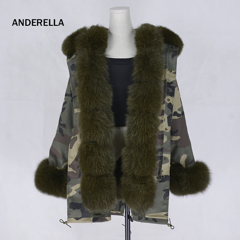 Real natural large fox fur collar hooded coat with rex rabbit fur lining jacket women high quality winter warm Parkas real fur Coats
