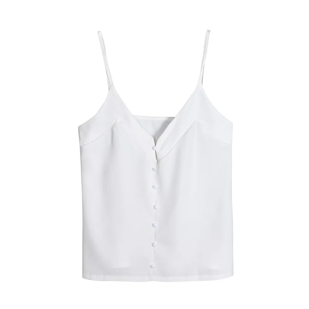 Женский шифоновый жилет без рукавов, повседневная однотонная майка Blusa, летние топы, футболка, модные укороченные топы с глубоким v-образным вырезом LT10