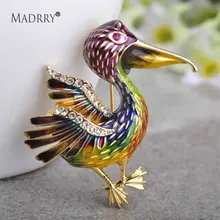 Madrry Colorful Enamel Large Bird Brooches For Women Gold Color Badge Pins And Brooches Dress Hijab Pin Boutonniere Party Joyas