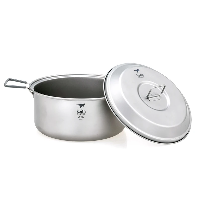 Keith 2-3 persona Camping de titanio olla mango plegable portátil al aire libre ultraligero de olla de cocina Picnic utensilios de cocina cubiertos 2.5L Ti6018