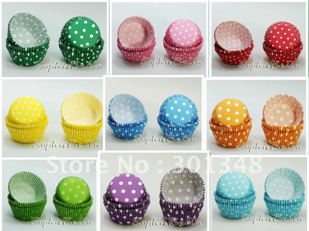 Colorful DOTTY Designs Paper Baking Cups 200pcs mixed 4 pictures FREE