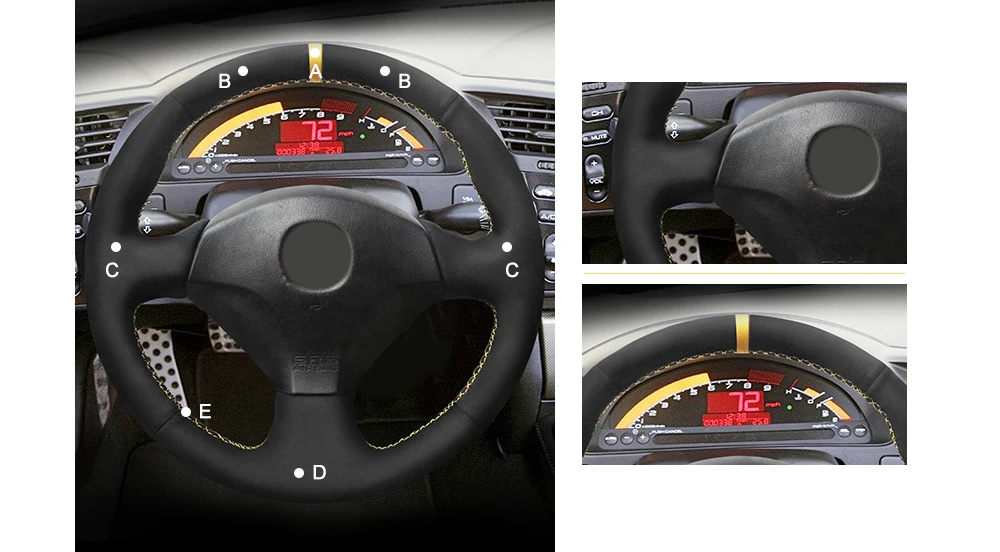 Us 44 44 16 Off Mewant Black Suede With Yellow Marker Steering Wheel Cover For Honda S2000 2000 2008 Civic Si 2002 2004 Acura Rsx Type S 2005 In