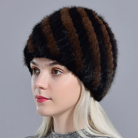 black brown Raglaido Женская вязаная шапка mink fur шапки женские трикотажныеТрикотажные Норки Меховые Шапки для Женщин Подлинная Натурального Меха ананас Шапка Зимняя Шапочка Шляпы Снег Русский Реального Меховая Шапка LQ11191 - Цвет: black brown