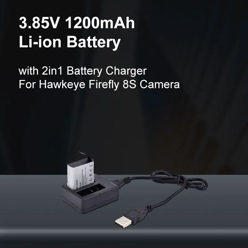 Hawkeye Firefly 8S 8SE Экшн-камера S009R 3,85 V 1200mAh литий-ионная Замена батареи с 2в1 зарядное устройство для аккумуляторов в комплекте