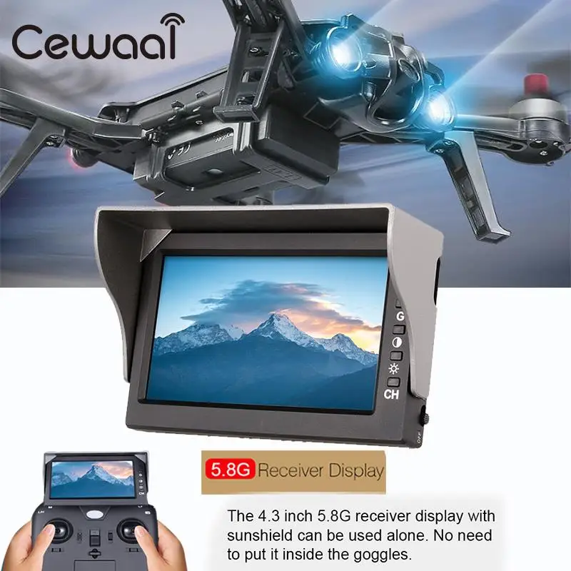 

Cewaal Receiver 5.8G RC Brushless Drone Monitor Camera Aircraft Monitor Professional Parts Quadcopter Monitor Remote Controller