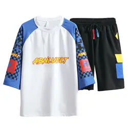 M-XXXL 2019 комплект из двух предметов Топ и штаны повседневные мужские Комплект с шортами летняя одежда для мужчин мужской спортивный костюм