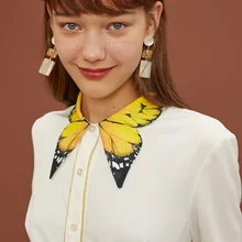 Линетт китайский стиль весна осень новое поступление дизайн для женщин Винтаж Элегантный Изысканный Бабочка печати воротник рубашка