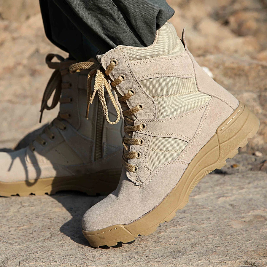 Botas Militares tácticas de desierto para hombre, Zapatos de seguridad para trabajo, botas de combate|Botas básicas| - AliExpress