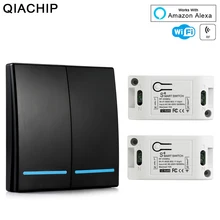 Qiachip 범용 와이파이 벽 스위치 433 mhz 무선 원격 제어 domotica 라이트 스마트 홈 rf 릴레이 모듈 알렉사 diy와 함께 작동(China)