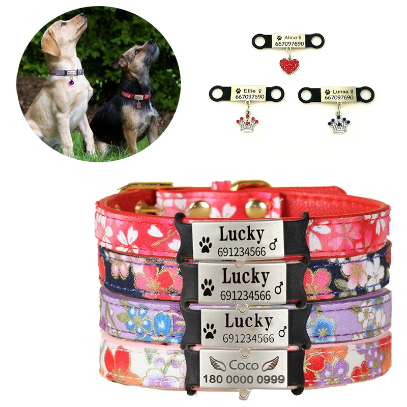 New Arrival Soft Leather Dog Personalized Collars 3 Sizes Small Medium