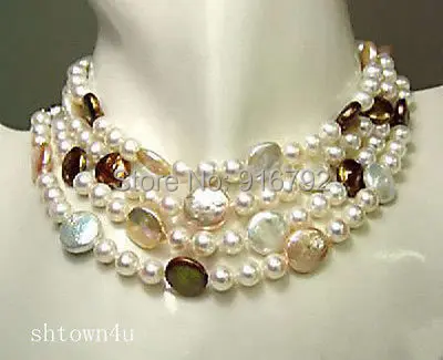 

Wholesale FREE P&P>>>>Noblest genuine coin pearl necklace 80