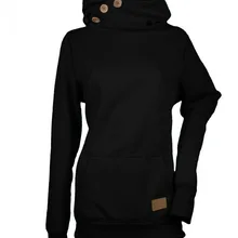 Manubeau, Женская водолазка, на пуговицах, весна-осень, толстовки, повседневные, с длинным рукавом, тонкая женская толстовка размера плюс, топы, карманы, худи