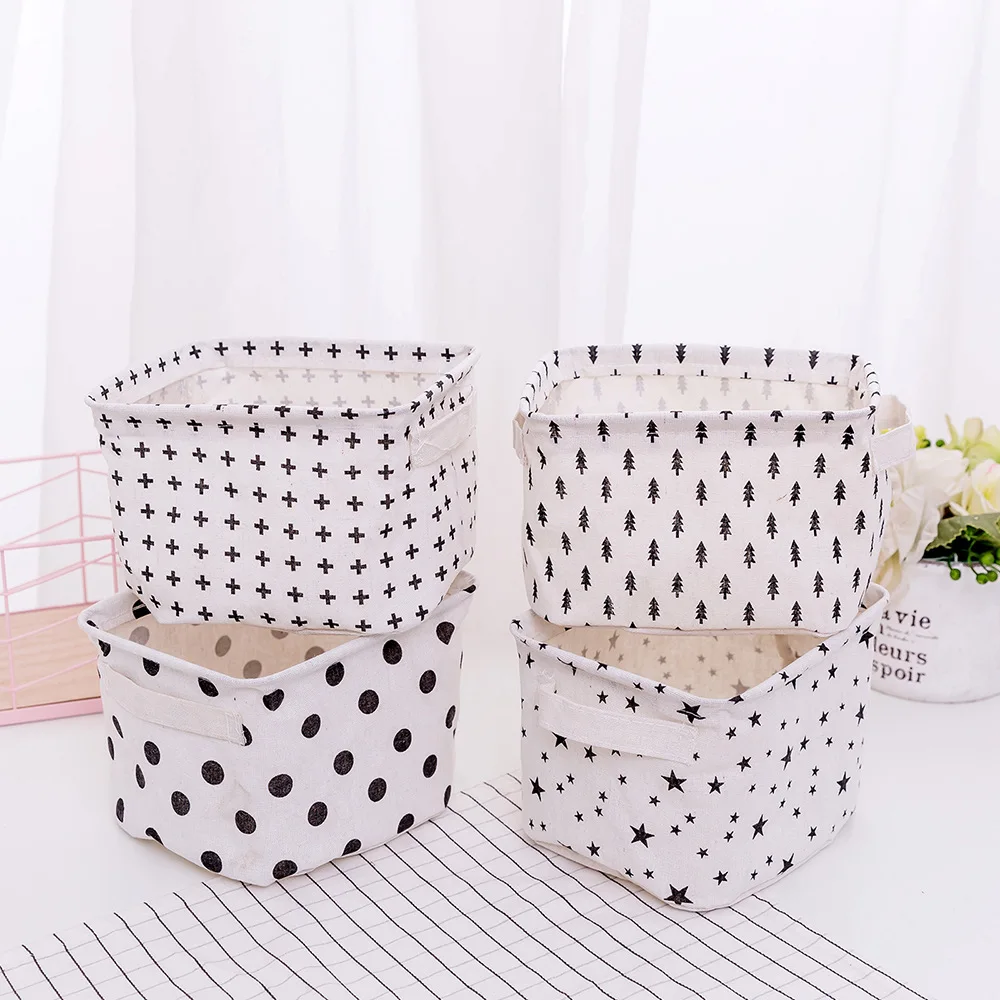 Folding Linen Storage Basket Crafts Ornament Square Sundries Storage