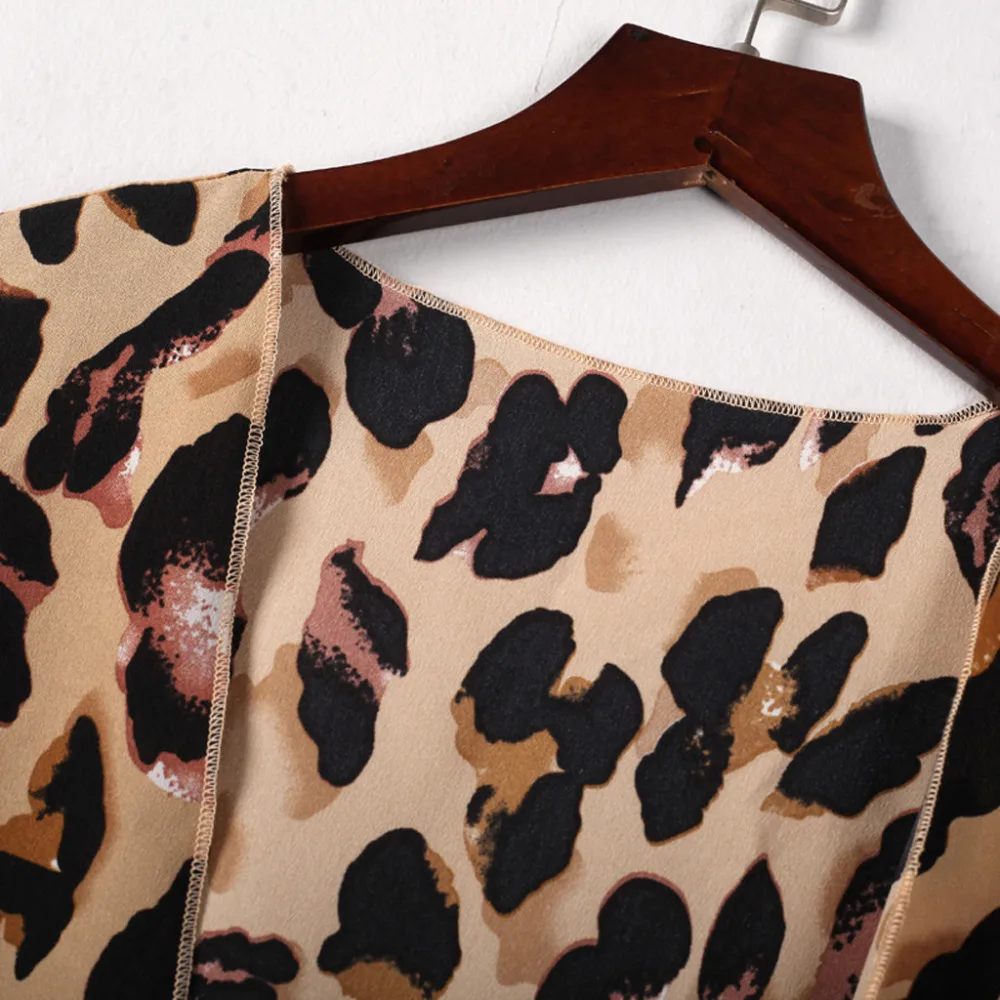 Leopard Long Cardigan Women 34 Sleeve Chiffon Kimono Cardigan Beach Swimsuit Smock Cardigan Plus Size Camisa Feminina 40MR05 (6)