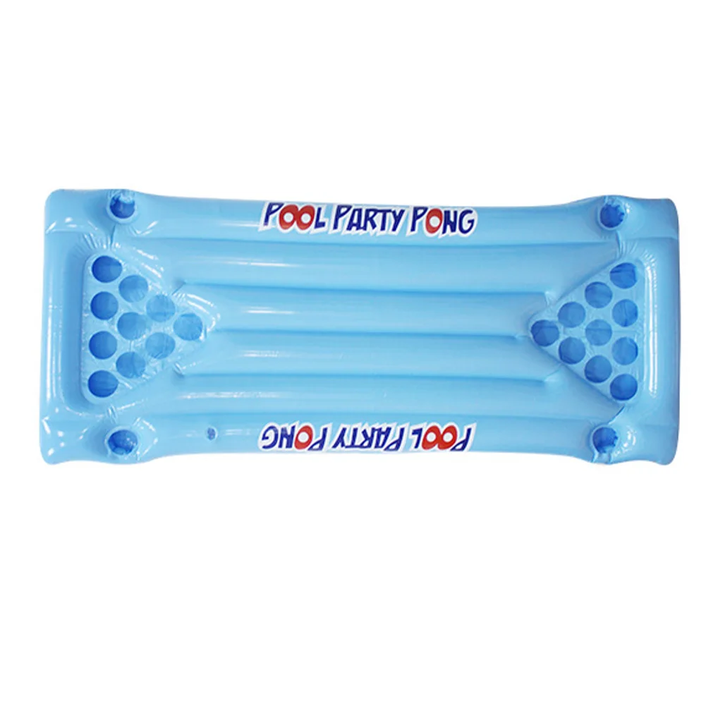 

Inflatable 24 Cup Holder Lounge Ice Bucket Cooler PVC Fun Beer Pong Table Summer Pool Float Drinking Game Blue Water Sports