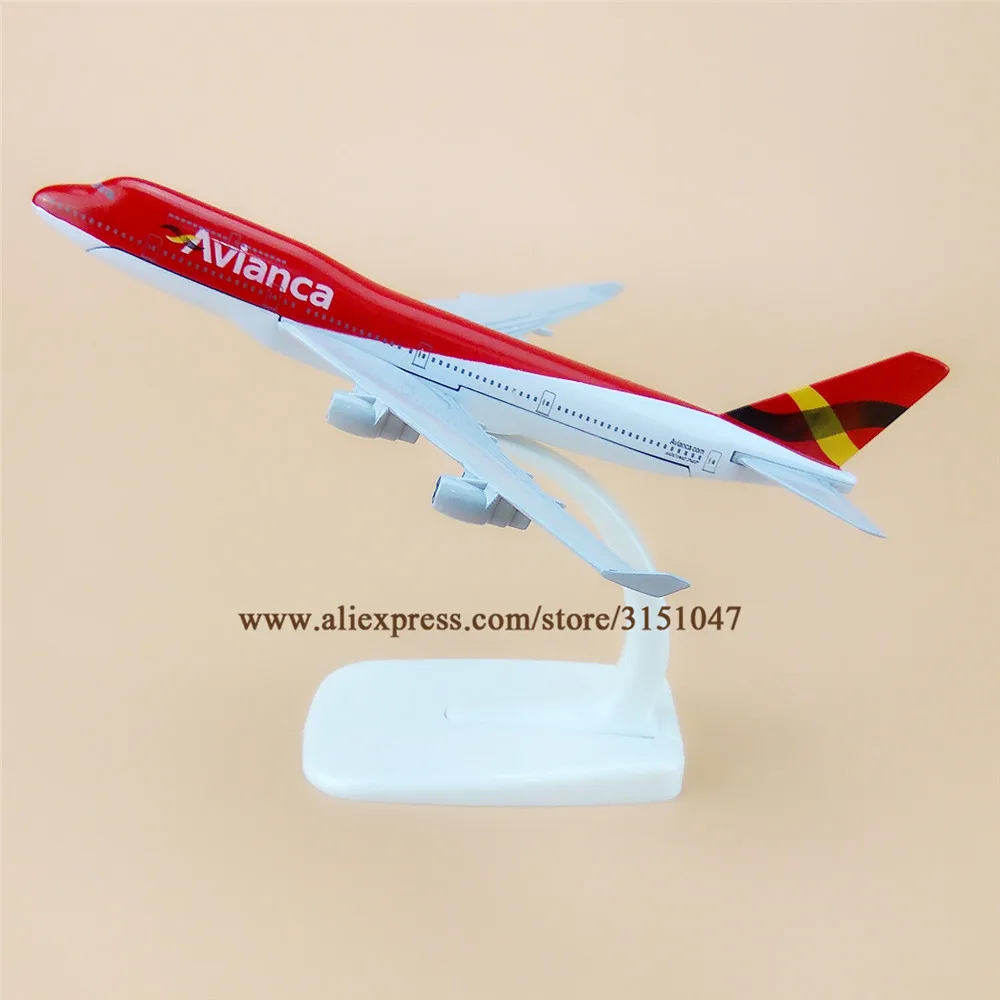 16cm Air Red Avianca Boeing 747 B747 400 Airlines Plane Model Alloy Metal Diecast Model Airplane