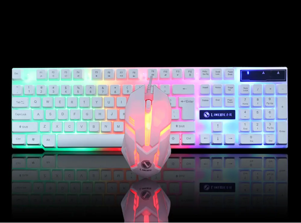 Красочный светодиодный USB проводной ПК с подсветкой, игровая клавиатура, мышь, набор геймеров, игровая мышь и клавиатура, комплект для дома и офиса