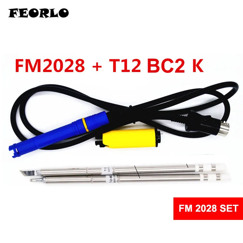 Feorlo FM2028 T12 пайки ручка с 2 шт. T12 K BC2 для HAKKO FX951 электронных припоя паяльников