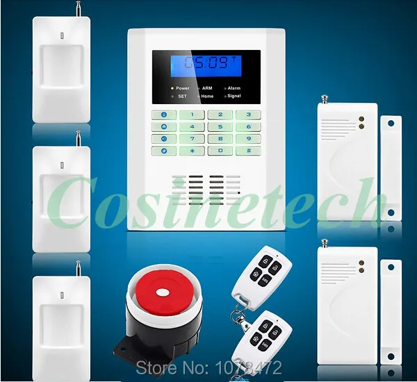 

Hot sales,101 defense zones Intelligent functional security Wireless 850/900/1800/1900MHz GSM PSTN home safe Alarm System