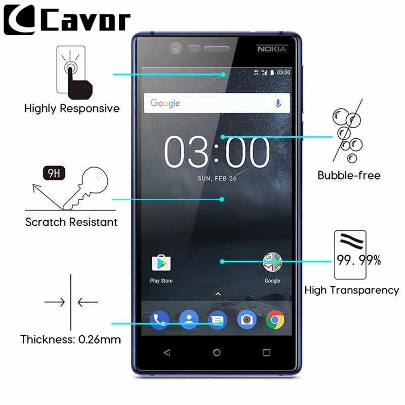 5 &quotзакаленное Стекло для Nokia 3 чехол Экран протектор все накладка на переднюю