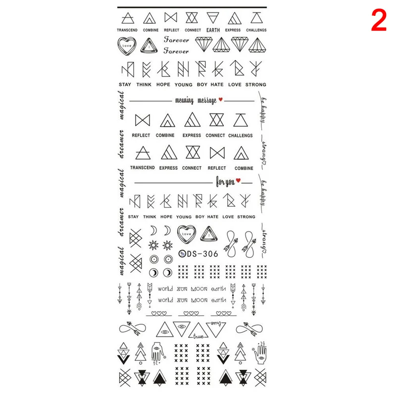 Горячее предложение, 1 лист, наклейки для ногтей, водонепроницаемые, с геометрическим узором, наклейки для ногтей, сделай сам, черный слайдер, клей, кончики для маникюра, украшения SJ66 - Color: style 2