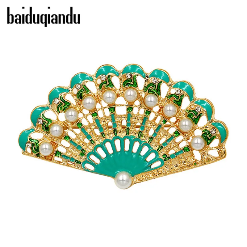 

baiduqiandu Brand New Arrival Light Blue Enamel Peacock Tail Brooches for Women Dress Decoration