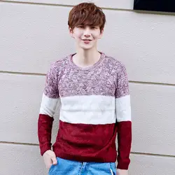 Для мужчин S трикотажные Модные пуловеры корейский О Средства ухода за кожей Шеи Лоскутное Повседневное молодежи вязаный свитер Для мужчин