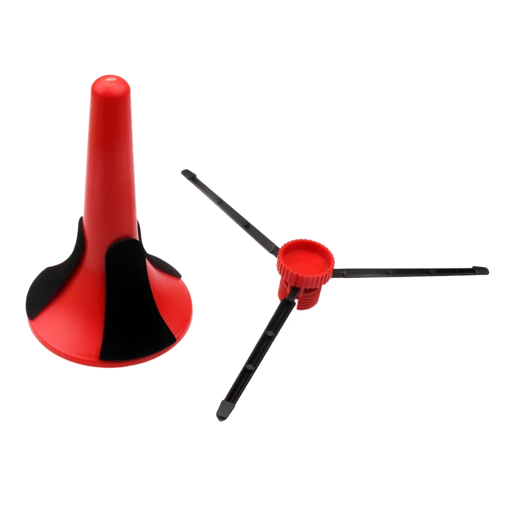Red Portable Plastic Trumpet Tripod Stand Music Holder With Detachable Foldable Legs Brass Musical Instrument Accessory