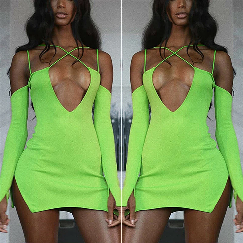 

Sexy Women Dress Hollow Out Off Shoulder Bodycon Dresses Long Sleeve Evening Party Dresses Bandage Clubwear Solid Women Dress