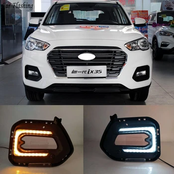 

Car Flashing 2PCS For Hyundai IX35 2018 2019 Flowing Turn Yellow Signal Function 12V Car DRL LED Daytime Running Light Fog Lamp