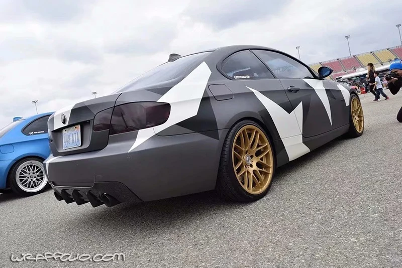 Black Grey White Camouflage Vinyl Film Wrap-2