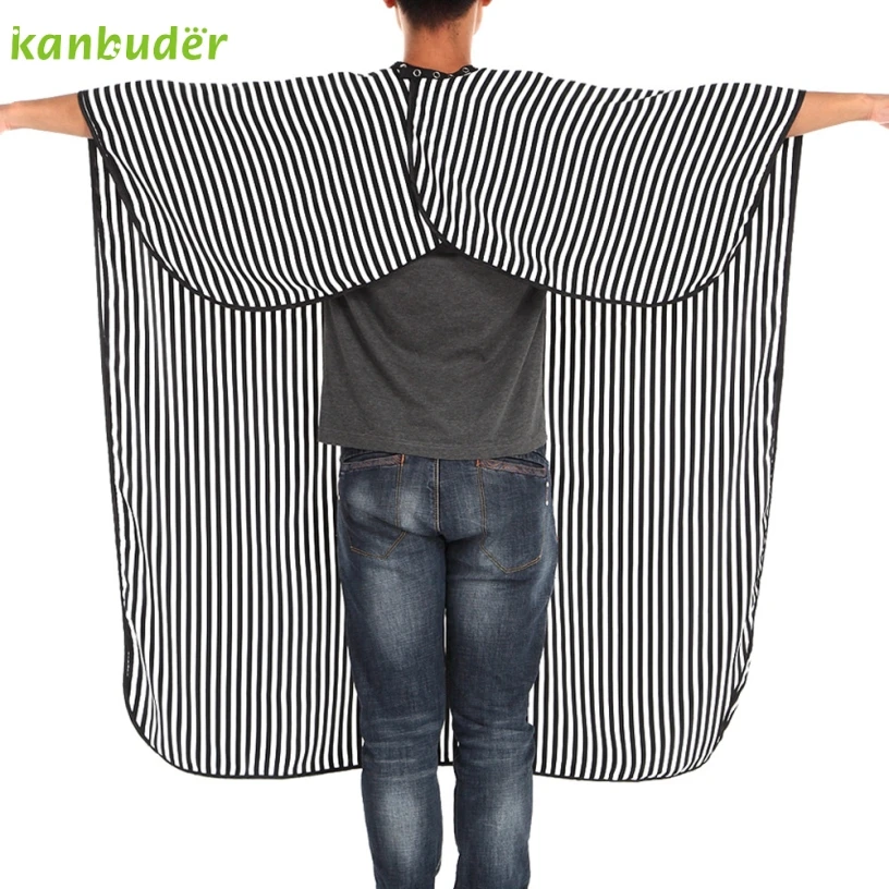 Kanbuder New Black and white stripes buckle Cutting Hair Waterproof Cloth Salon Barber Gown Cape Hairdressing Hairdresser 1PC
