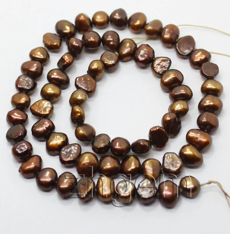 

6-7mm natural brown freshwater pearl loose beads gem strand 14"long